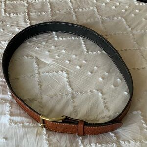 DeSantis stitched leather belt with gold brass buckle. Barely used. Sz. 46.
